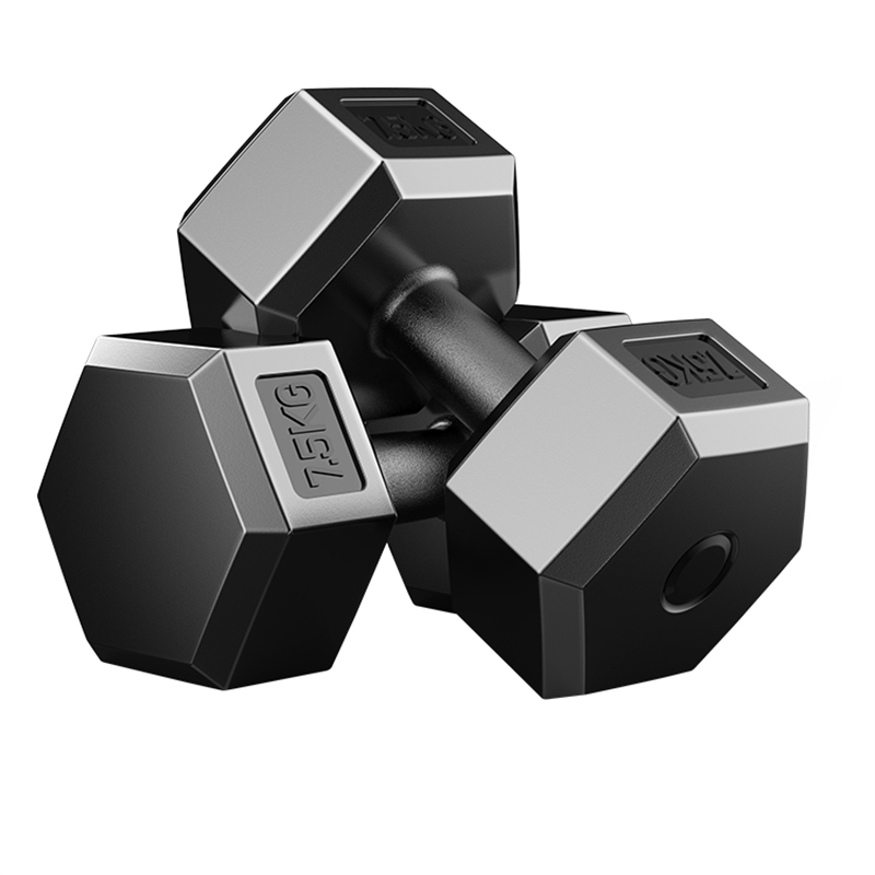 Gym home fitness hexagonal coated rubber gym dumbbells