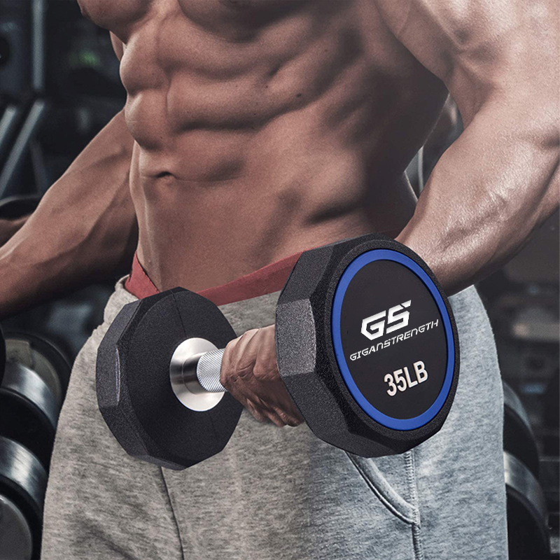 Custom gym equipment weight lifting black rubber dumbbell