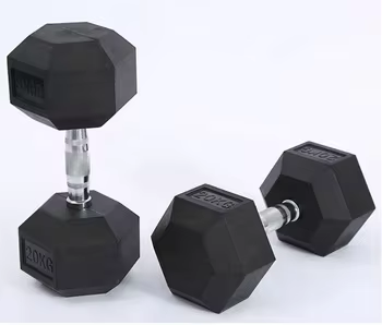 Rubber hex dumbbells with iron core 