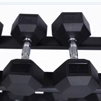 Rubber hex dumbbells with iron core 