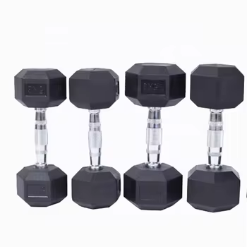 Rubber hex dumbbells with iron core 