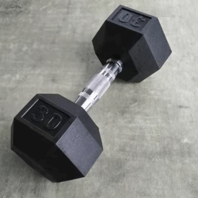 Rubber hex dumbbells with iron core 