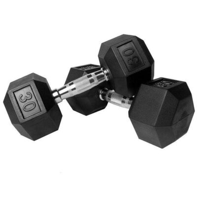 Durable rubber hex dumbbells set for fitness