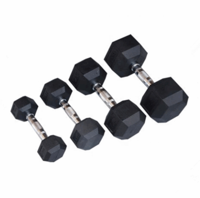 Durable rubber hex dumbbells set for fitness