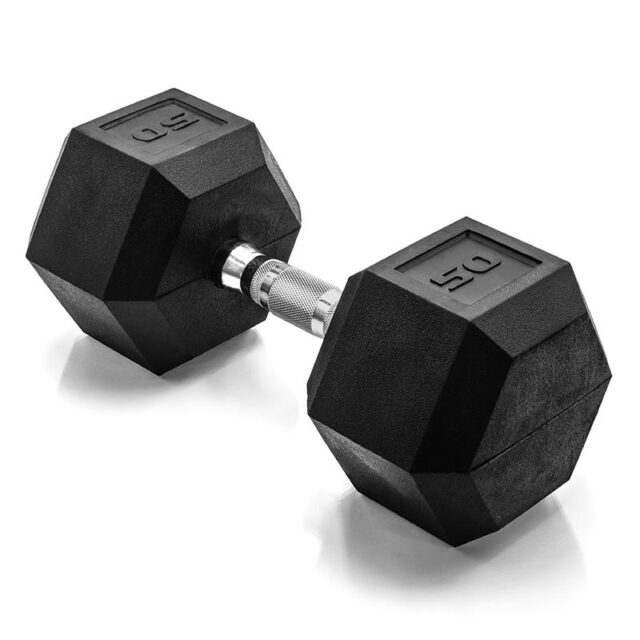 50LB rubber hex dumbbell with custom logo