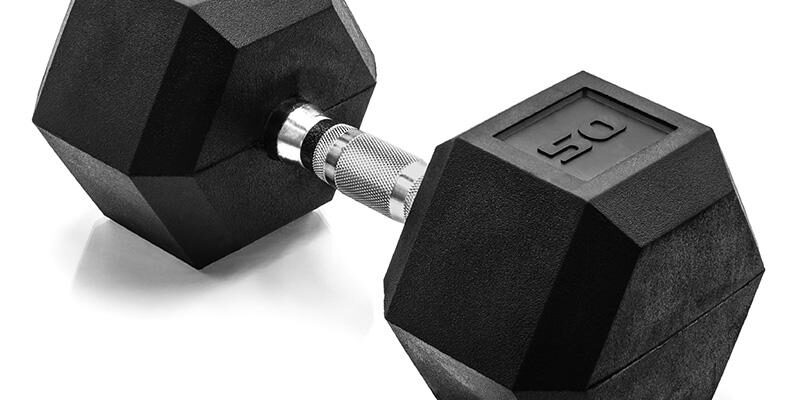 50LB rubber hex dumbbell with custom logo
