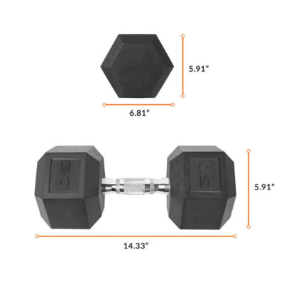 50LB rubber hex dumbbell with custom logo