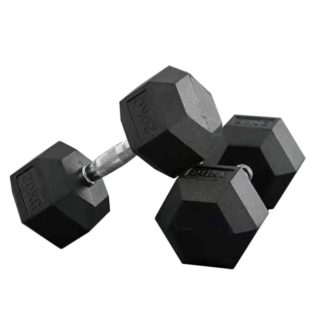 Commercial Rubber Hex Dumbbell Set for Gym Weight Training (6) hex dumbbell set for gym training