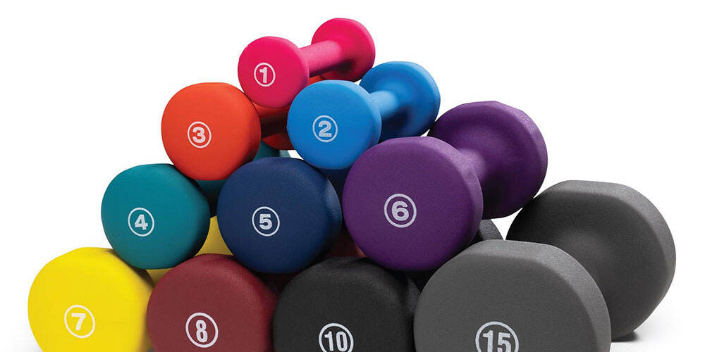 Custom neoprene hex dumbbells for core