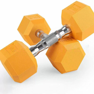 hexagonal rubber dumbbells for home fitness