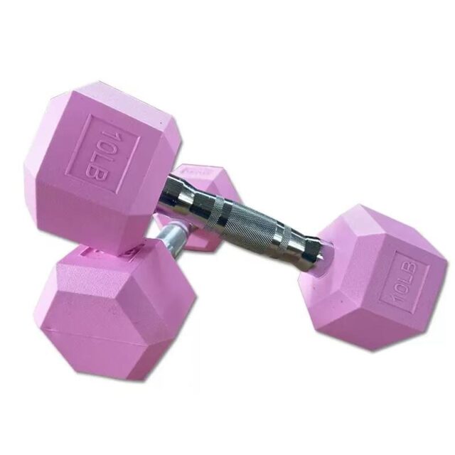 hexagonal rubber dumbbells for home fitness