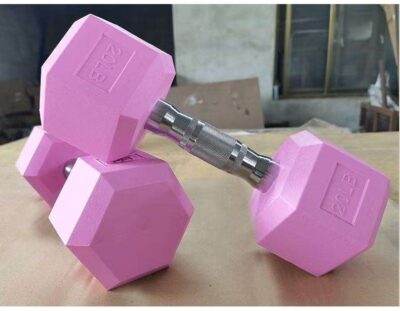 hexagonal rubber dumbbells for home fitness
