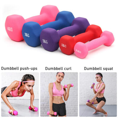 Hex neoprene dumbbell set with rack
