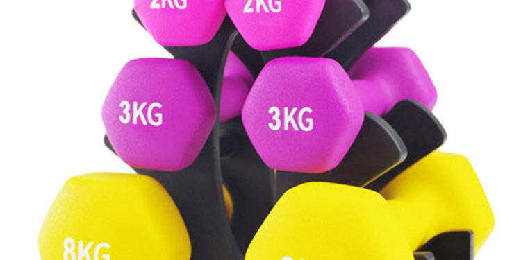 Hot Sale 1kg–10kg Neoprene Hex Dumbbell Set with Rack (5) Hex neoprene dumbbell set with rack