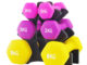 Hex neoprene dumbbell set with rack