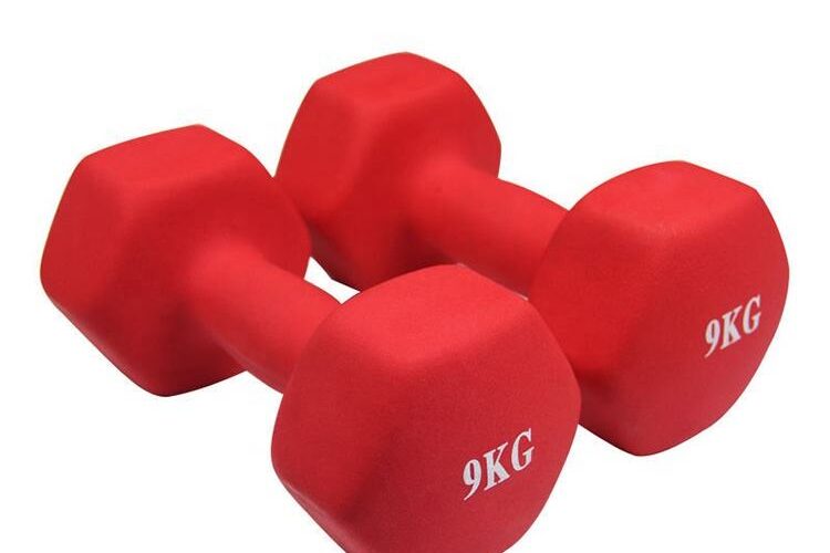 hexagonal neoprene dumbbells set for gym