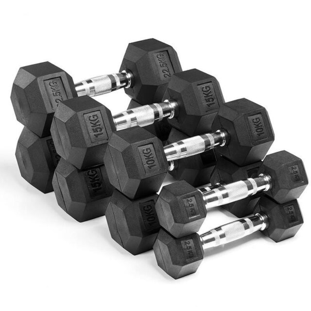 Wavar Factory Wholesale Rubber Hex Dumbbell Set for Gym Use (7) wholesale rubber hex dumbbell
