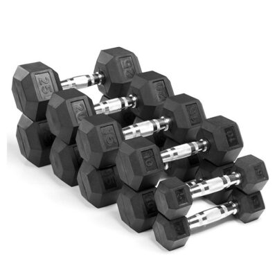 Wholesale rubber hex dumbbells set