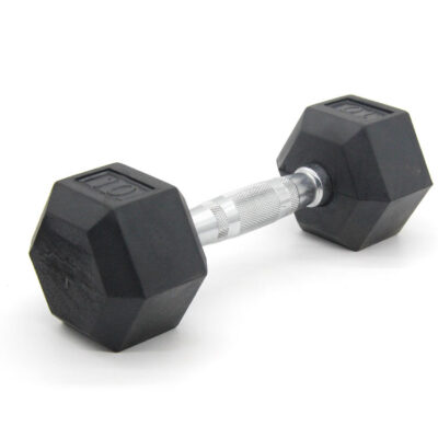rubber hex dumbbells black gym weights