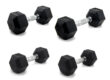 rubber hex dumbbells black gym weights