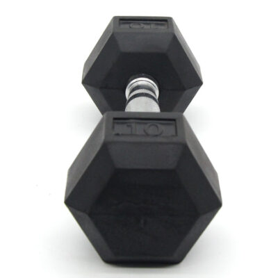 rubber hex dumbbells black gym weights
