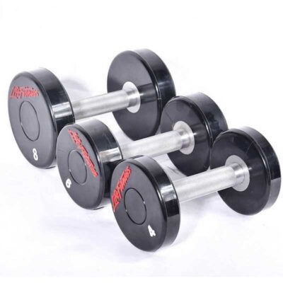 Black PU Round Cast Iron Dumbbell Set