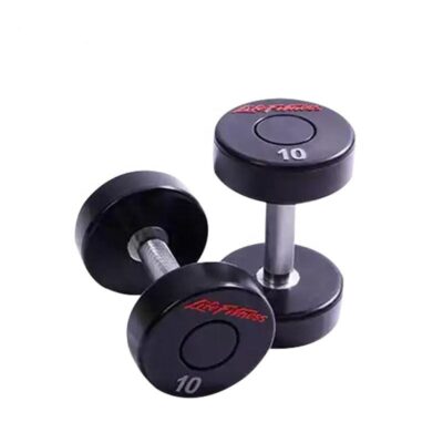 Black PU Round Cast Iron Dumbbell Set