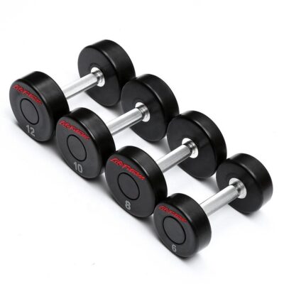 Black PU Round Cast Iron Dumbbell Set