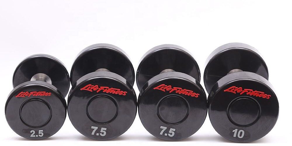 Black PU Round Cast Iron Dumbbell Set for Gym Training (6) Black PU Round Cast Iron Dumbbell Set