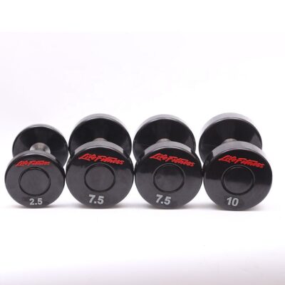 Black PU Round Cast Iron Dumbbell Set