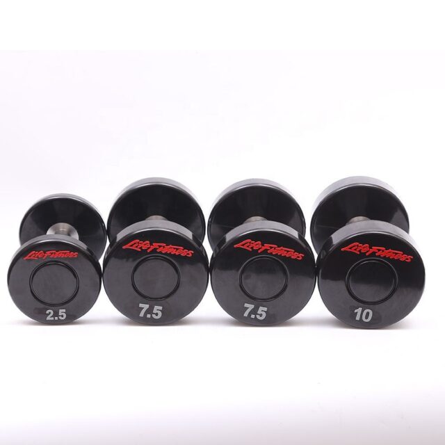 Black PU Round Cast Iron Dumbbell Set for Gym Training (6) Black PU Round Cast Iron Dumbbell Set
