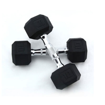 Black Rubber Hexagonal Dumbbells for Gym