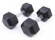 Black Rubber Hexagonal Dumbbells for Gym