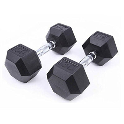 Black Rubber Hexagonal Dumbbells for Gym