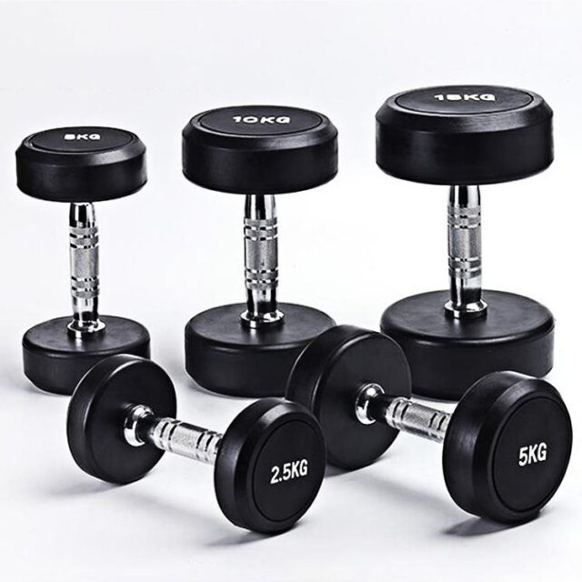 Round Urethane Rubber Dumbbells for Gym