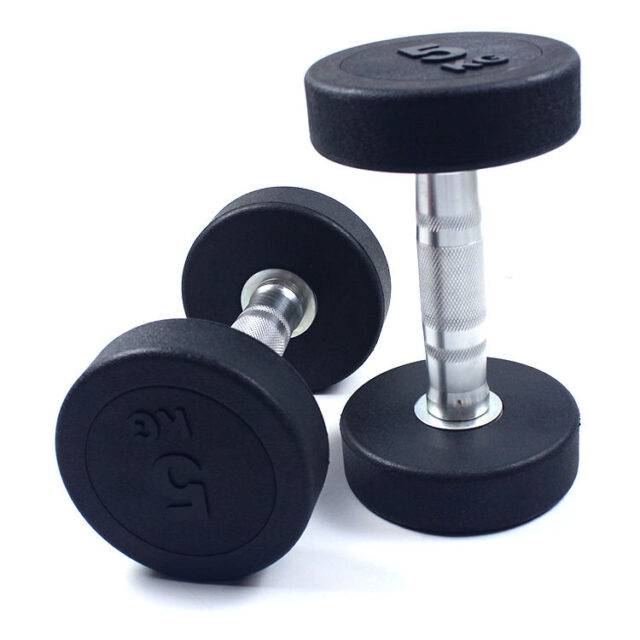 Round Rubber Coated Dumbbells Set for Commercial Gym (1) Round Rubber Coated Dumbbells Set