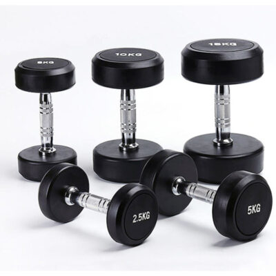 Round Rubber Coated Dumbbells Set