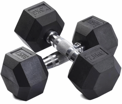Rubber Coated Hex Dumbbells for Gym