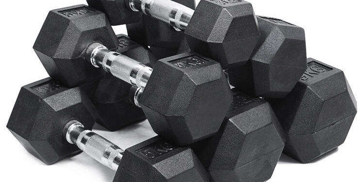 Rubber Coated Hex Dumbbells for Gym